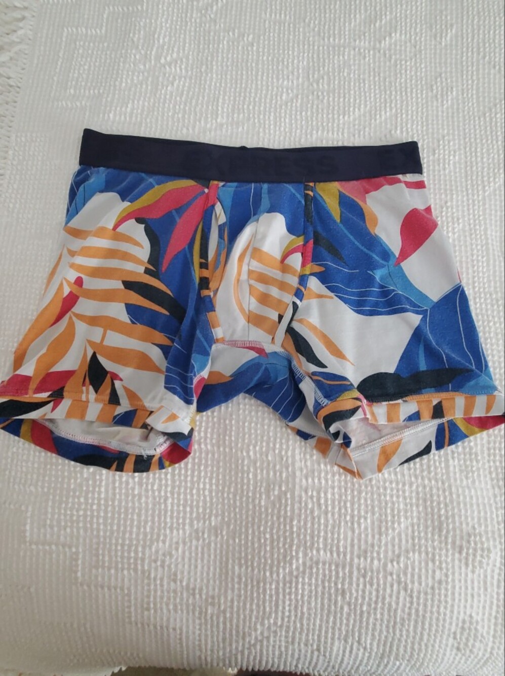 Express Men's Tropical Print Boxer Briefs - Blue/White/Yellow/Red
